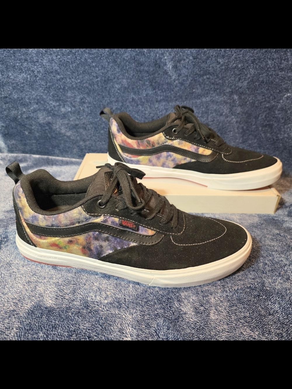 Vans Black Suede Sneakers with Multicolor Tie-Dye Panels